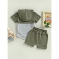 thumbnail image 4 of Coduop Toddler Boys Summer Outfits Set,Short Sleeve Hooded T-shirt and Elastic Shorts 2Pcs Set, 4 of 8