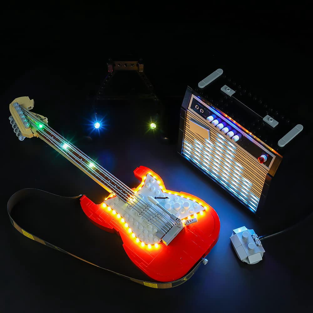 BrickSoul Led Light Kit Compatible with Lego Ideas Fender Stratocaster 21329 Guitar Building Kit - No Model(Classic Version)