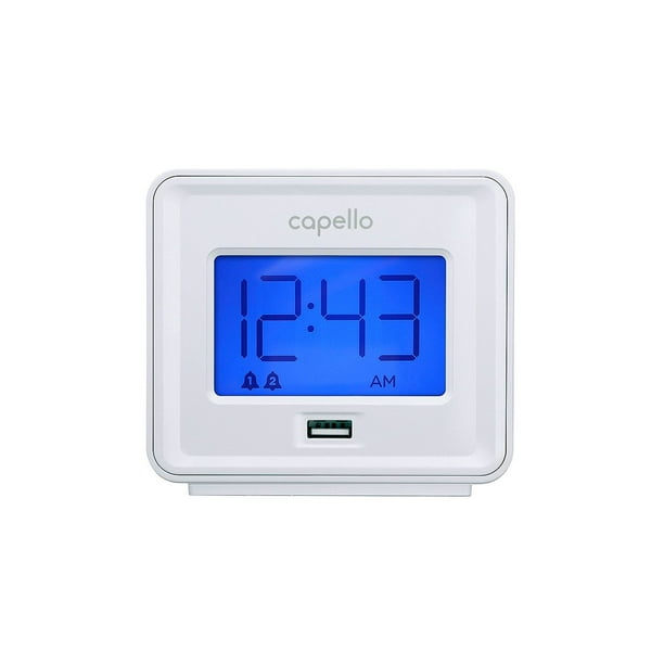 Capello Compact Clock Dual Alarm Blue Back Light Display w/ USB Phone