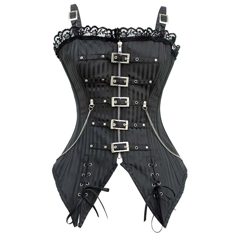 Miss Moly Steampunk Women Corset Bustier Lace Up Overbust Buckle