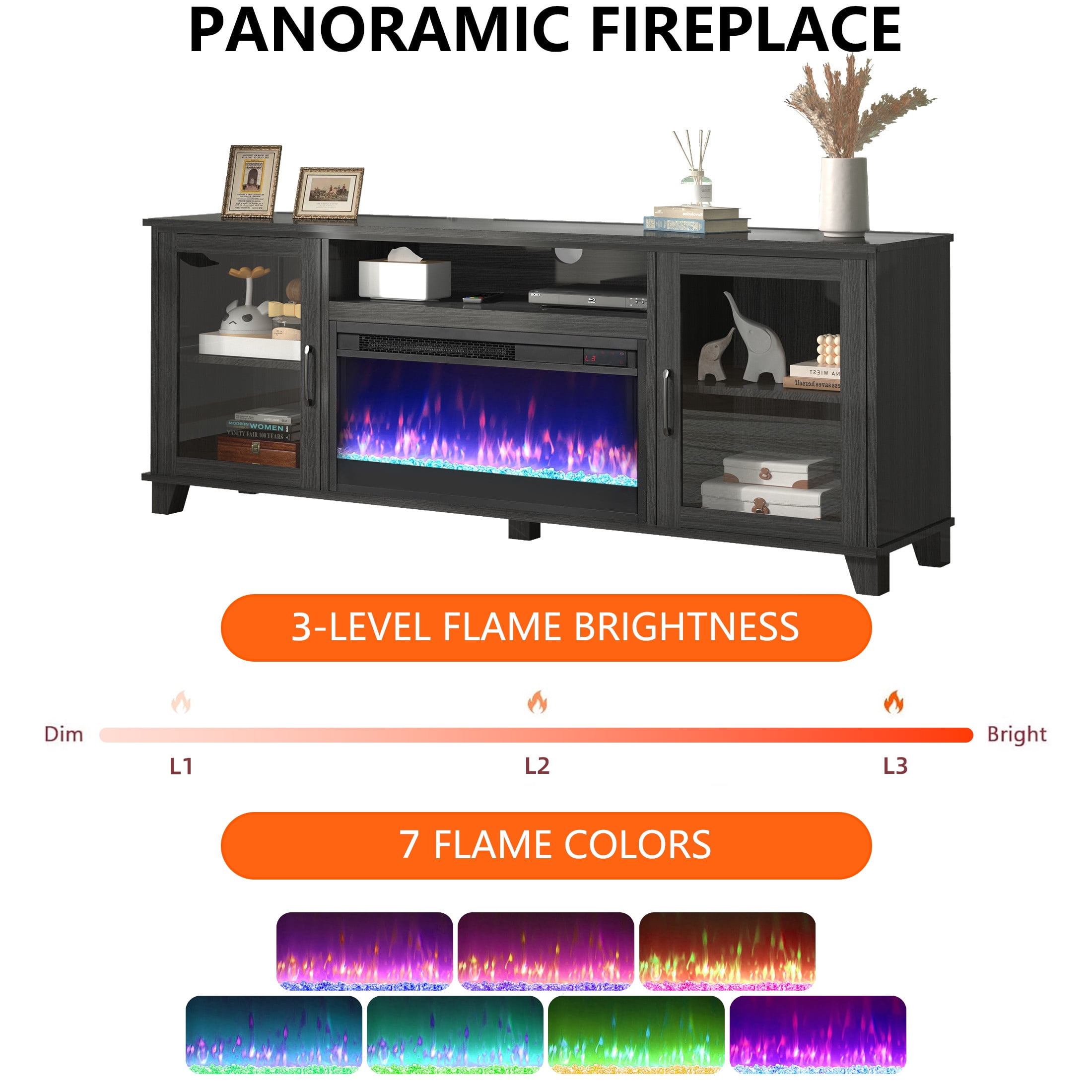 ENYOPRO Fireplace TV Stand for 60 Inch TV, TV Console with 23''Electric Fireplace, Console Entertainment Center Television Table for Living Room or Bedroom