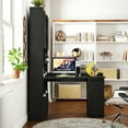 thumbnail image 3 of Euroco L-Shaped Corner Computer Desk for Home Office or Study desk, Study Modern Style Table with Drawers, Bookshelf & Hutch, 2-in-1 L-Shaped Design, Large Working Space,black, 3 of 9