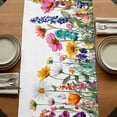 thumbnail image 5 of Spring Floral Table Runner, Yellow Pink Flowers Farmhouse Botanical Washable Cotton Linen Table Runners 120 Inches Long, Dresser Scarf Runner for Dining/Living Room/Kitchen/Square Tables 13''x120'', 5 of 9