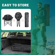 Slsy Oversized Heated Camping Chair, Padded Camp Chair with 3 Heat Levels, Portable Folding Heated Chair Round Moon Saucer Folding Lawn Chair Outdoor Chair