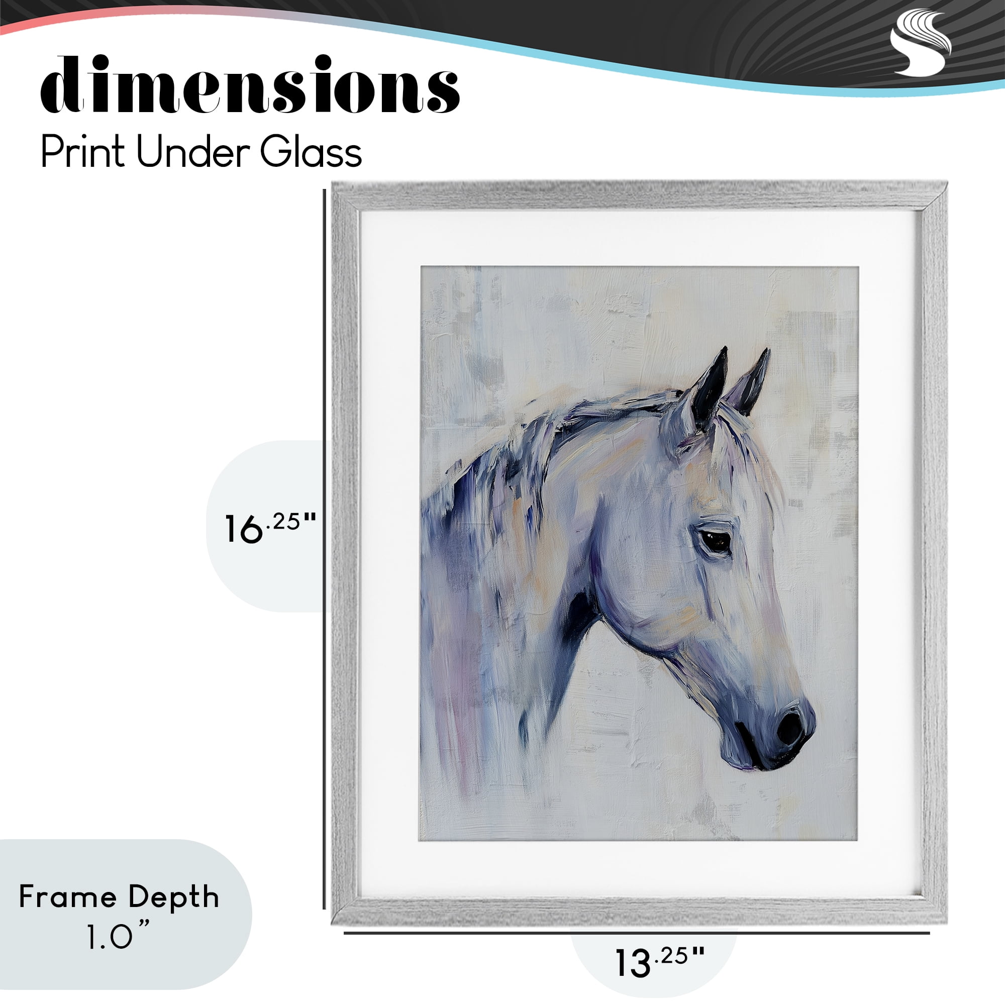 Stupell Industries Majestic Spirit Horse Portrait Gray Framed Print Under Glass, design by Svetlana Aleynikova