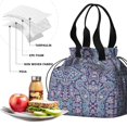 thumbnail image 4 of Boho Bohemia Flower Drawstring Lunch Bag Women - Drawstring Lunch Bag Insulated for Work Office - Stain-Resistant Large Lunchbags for Women with Multi-Pockets, 4 of 6