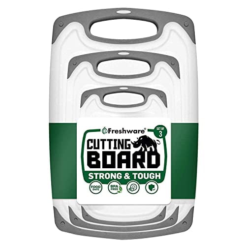 Freshware Cutting Board with Juice Grooves, Reversible, BPA-Free, Non-Porous, Dishwasher Safe, Kitchen, Set of 3 Freshware NA