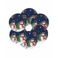 thumbnail image 7 of 13 Inch Round Placemats Set of 6, Navy Blue Snowman Christmas Non Slip Heat Insulation PP Table Mats, Xmas Tree Snowflake Winter Birds Washable Place Mats for Kitchen Dining Party Table Decor, 7 of 7