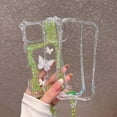 thumbnail image 3 of Compatible with iPhone 13 Phone Case,3-in-1 Design,With Cute Beads Wrist Strap,Luxury Bling Glitter Bavck,Resin Butterflies,For Women Girls,Shockproof Transparent Phone Case,Green, 3 of 11