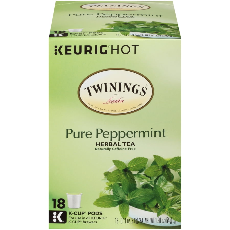 Twinings of London, Peppermint Herbal Tea Keurig KCups, Tea Pods, 18
