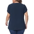 thumbnail image 4 of Women's Plus Blouses Notched V Neck Short Petal Sleeve Shirts Casual Dressy Tops 1X Dark Blue, 4 of 6