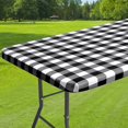 thumbnail image 1 of Lunfar Rectangular Tablecloth Gingham Black and White Plastic Tablecloth with Elastic Edges Flannel Waterproof Table Protector for Dining Room Garden Party Wedding or Home, 1 of 5