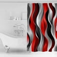 thumbnail image 2 of Abstract Wave Line Shower Curtain, 36" x 72", Gray Red Black Stripe Graffiti Waterproof Bathroom Curtain Washable Shower Curtain Set with 12 Hooks, 2 of 6