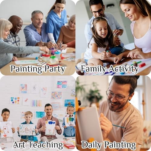 10 Pack 8 x 10In Canvas Boards and Easel Set Sip and Paint Kit for Adults Teens with Acrylic Paint 50 Brushes Art Painting Drawing Party Supplies$$Art & Craft