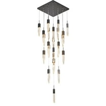 Bethel International Chandelier Matte Black Metal & Crystal