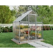 Palram - Canopia Mythos 6 x 4 Polycarbonate/Aluminum Walk-In Greenhouse – Silver - with Roof Vent