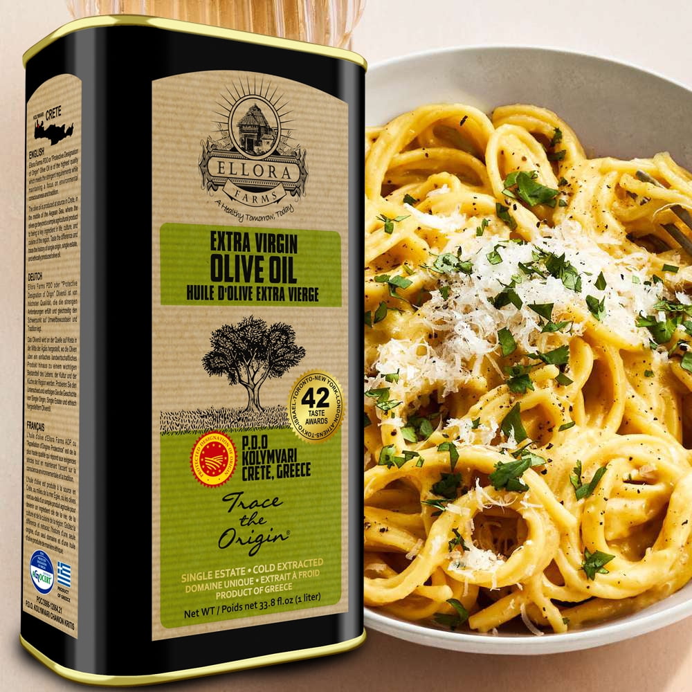 Ellora Farms Extra Virgin Olive Oil, Greek Single Estate PDO, Global Gold Award, Kosher, 2 x 33.8 oz