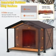 Aivituvin Insulated Dog House with Insulated Liner, Anti-Chewing Iron Frame 41.4 Large Outdoor Dog Kennel for Winter, Weatherproof