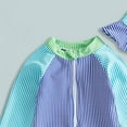thumbnail image 5 of BOBOGOJP Baby Boys Girls Swimsuit One Piece Striped Zipper Bathing Suit Rash Guard Long Sleeve Seersucker Swimwear Sunsuit Blue for Size 3-6 Months, 5 of 6