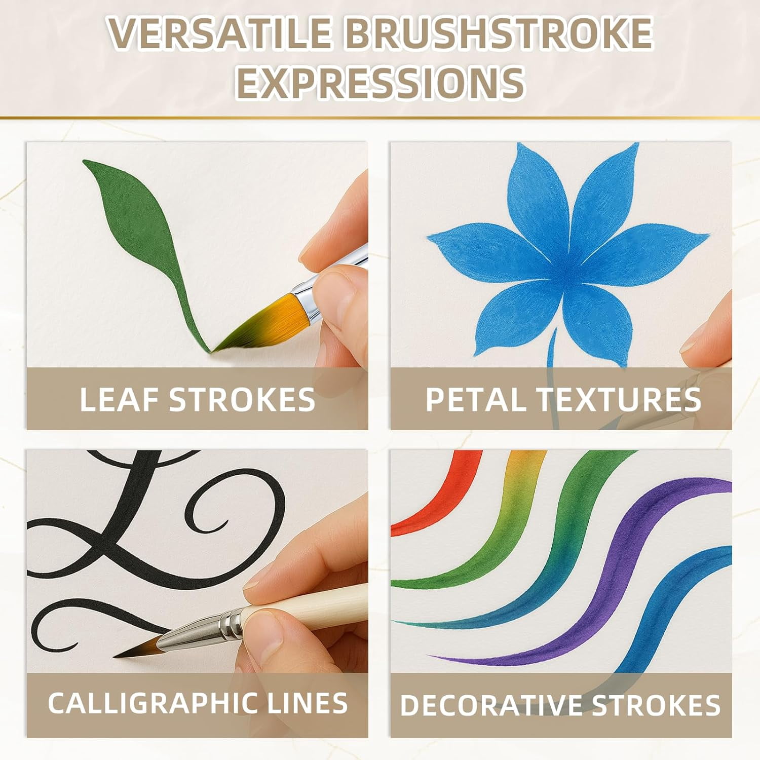 Professional Triangle Watercolor Paint Brush Set, 4 Pcs Wedge Artist PaintBrushes, Triangle Pointed Brushes for Watercolor, Oil, Acrylic, and Gouache Painting