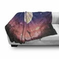 thumbnail image 3 of Fantasy Soft Flannel Fleece Throw Blanket, Young Woman with a Dog Under Huge Moon Starry Sky Celestial Friendship Art, Cozy Plush for Indoor and Outdoor Use, 50" x 70", Navy Coral, by Ambesonne, 3 of 6