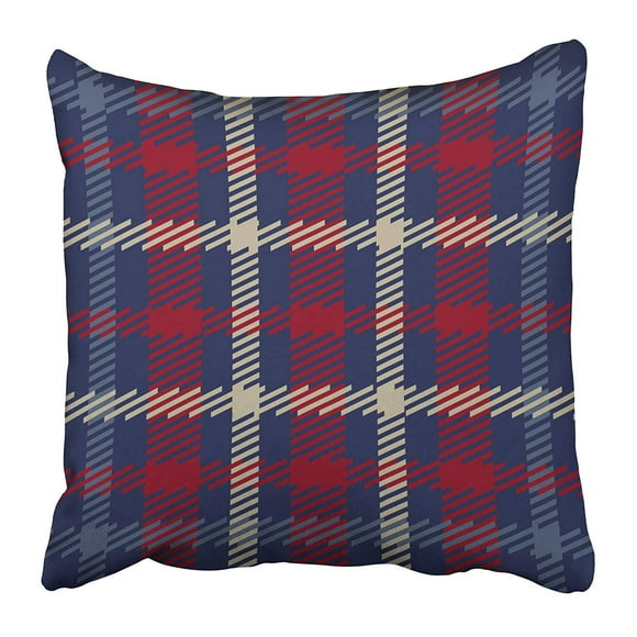 BOSDECO Scottish Tartan Pattern in Red Beige and Blue British Celtic Design Pillowcase Pillow Cover 18x18 inch
