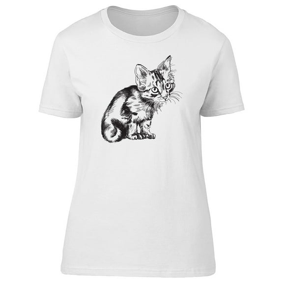 Lovely Grunge Kitten Sketch Tee Women's -Image by Shutterstock