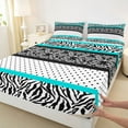 thumbnail image 3 of Feelyou Mandala Tribal Damask Twin Sheet Sets, Leopard Cheetah Print Twin Fitted Sheet, Cyan Cycle Polkadots Flat Sheet, Microfiber Bedroom Decor, 3pcs, 3 of 7