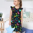 thumbnail image 4 of Balery Geometric 1980s Styled Camisón de princesa para niñas, pijama de algodón con mangas abullonadas, suave y bonito.-Medium, 4 of 6