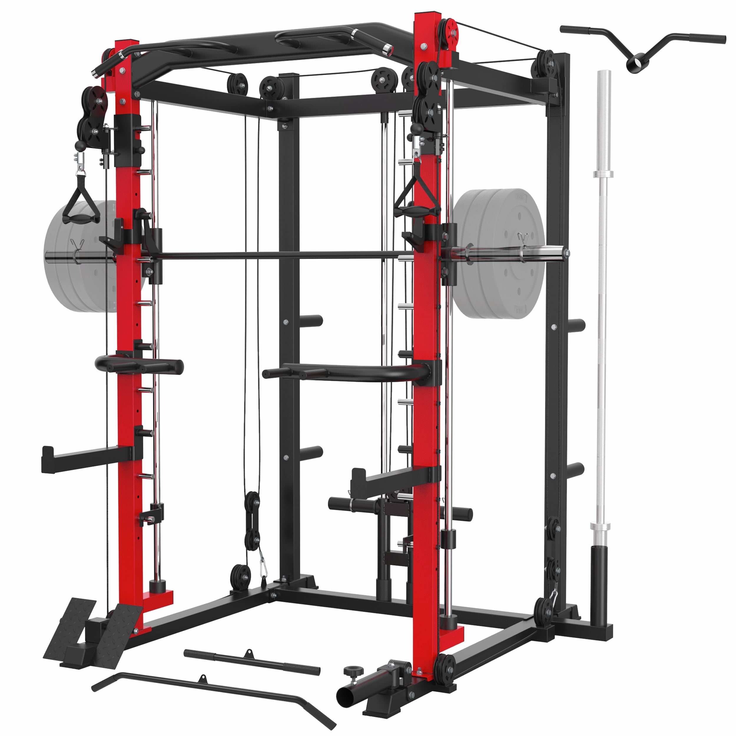2022 Upgrade Power Cage with LAT Pull-Down Pulley System and Squat Rack for Total Body Training Garage & Home Gym Equipment MAJOR LUTIE Smith Machine 