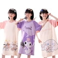 thumbnail image 2 of Camisón de algodón Kawaii Sanrios, lindo Anime MyMelody Kuromi Cinnamoroll, pijamas para niños, ropa de casa de manga corta con dibujos animados de verano, 2 of 4