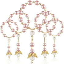 Dalrosia 10pcs Baptism Rosary Acrylic Rosary Beads Mini Rosaries with Angel for The First Communion Baptism Party Favors