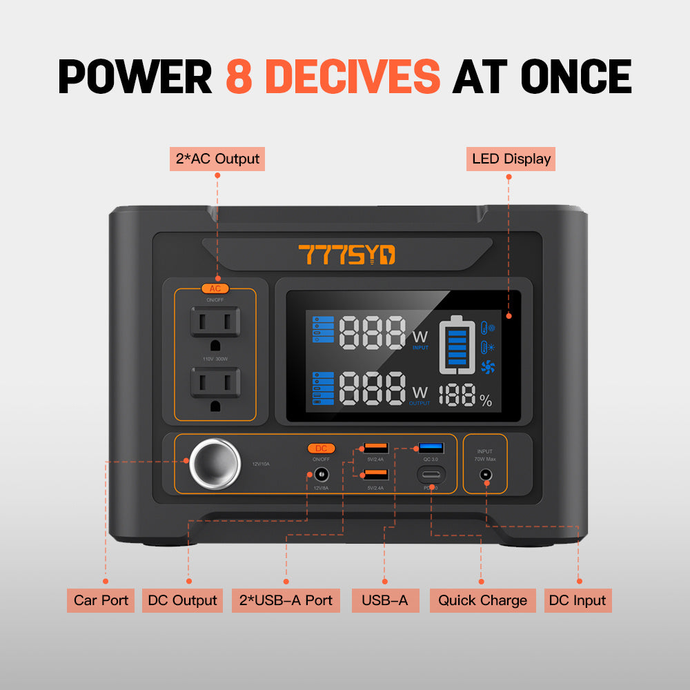 300W Portable Power Station, 38 Phone Recharges, 416Wh Large Capacity Battery Su