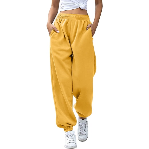 Joggers Pants for Women 2026 Trendy Elastic High Waist Breathable Relaxed Fit Sweat Pants Trousers with Pockets