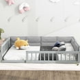 thumbnail image 2 of Upholstered Gray Platform Bed With Guardrail And Relaxing Cushion - Supports Mattresses Full Size Wood Fluffy Pillow In Easy To Assemble Decorate, 2 of 2