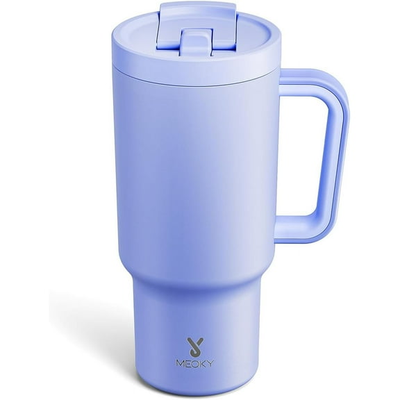 32 oz Tumbler with Handle and Flip Straw, 100% Leakproof Tumbler with Lid and Straw, Stainless Steel Insulated Cup, Cupholder Friendly, Keeps Cold for 24 Hours (Lilac)