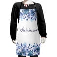 thumbnail image 1 of Watercolor Kids Apron, Blue Flowers and Branches with Leaves Natural Imagery Fine Art Theme, Boys Girls Apron Bib with Adjustable Ties for Cooking Baking Painting, Royal Blue Pale Blue, by Ambesonne, 1 of 2