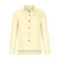 thumbnail image 4 of gakvbuo Button Down Shirts for women Plus Size Cotton Linen Tops Roll up Long Sleeve Casual Summer Fall Blouses lapel Collared Button Up Shirts V-Neck work Tunic Tops, 4 of 8