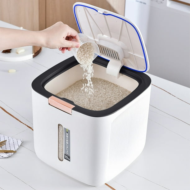 Hogar y cocina, dispensador de arroz hermético, cubo de arroz con tapa para cereales, harina, arroz, frijoles, comida para mascotas, recipiente grande para almacenar arroz con tapa, contenedor de cere