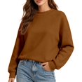 thumbnail image 2 of FASHOFT Crew Neck Sweatshirt For Women Oversized Long Sleeve Solid Comfy Pullover Basic Hoodie Fall Outfits Brown XXL, 2 of 6