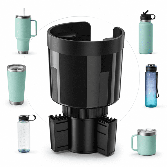 Car Cup Holder Expander Adapter with Offset Base,Cup Holder Extender for Car Compatible with Yeti 14/24/36oz,Hydro Flasks 32/40oz,Other Large Water Bottles and Mugs in 3.2"-4.0"