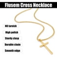 thumbnail image 5 of Gold Plated Cross Necklace for Men and Women, Mens Cross Necklaces with 3.5mm Cuban Chain, Stainless Steel Pendant Chain 16-24 Inches, 5 of 17