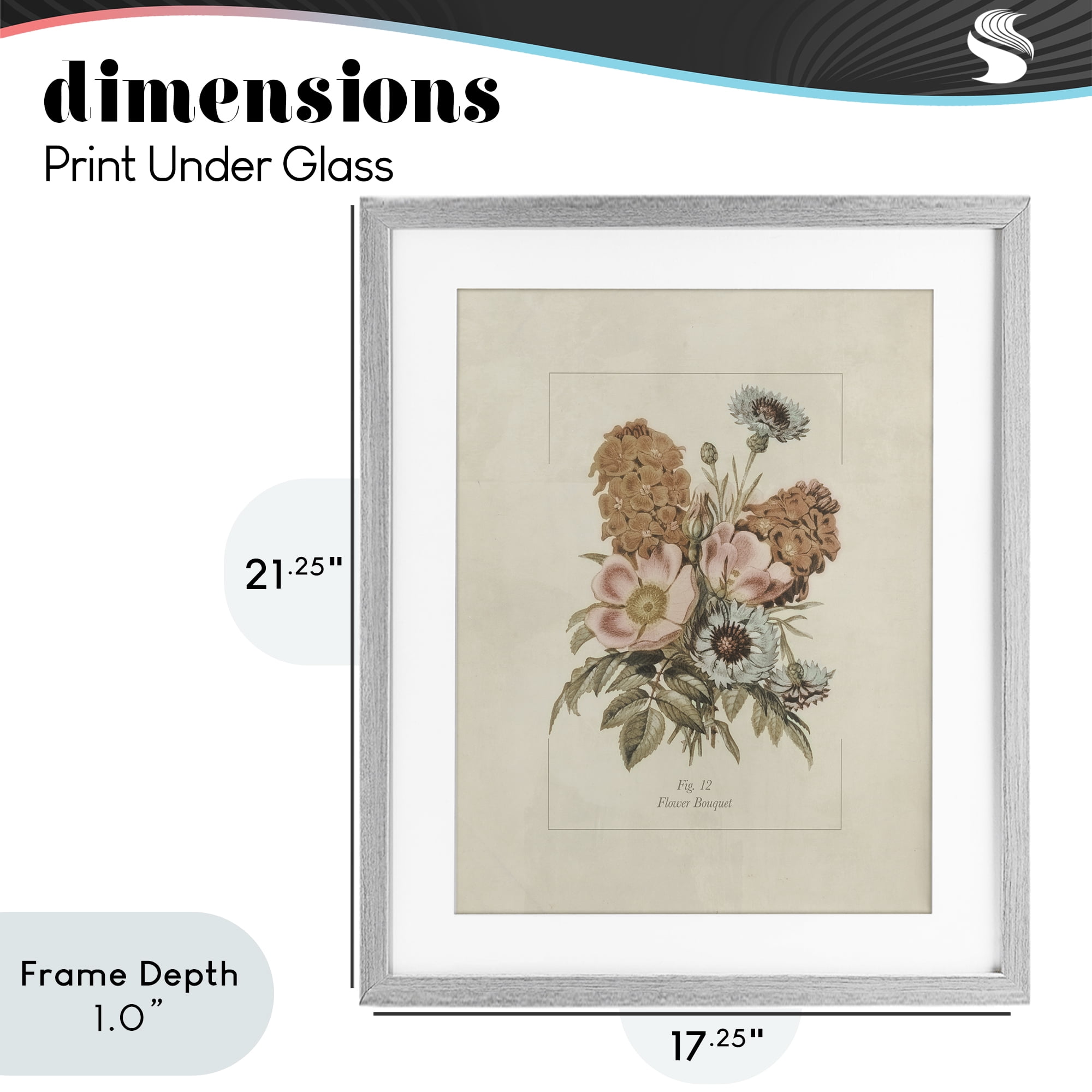 Stupell Industries Flower Bouquet Vintage Blossoms Gray Framed Print Under Glass, design by Dan Meneely