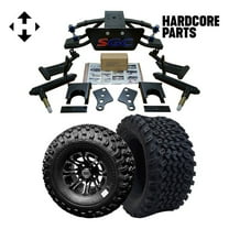 Hardcore Parts 6” Heavy Duty Double A-Arm Suspension Lift Kit for Club Car PRECEDENT Golf Cart (2004 ) with 10" Machined/Black 'Lancer' Wheels and 22"x11"-10 DOT rated All-Terrain tires