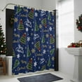 thumbnail image 4 of Shower Curtain 72"W x 72"L Vintage Christmas Trees Snowflakes Blue Fabric Shower Curtains Set with Hooks Water Repellent Bathroom Curtains Machine Washable Bathroom Accessories, 4 of 7