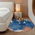 thumbnail image 3 of Ocean Corals Round Living Room Rugs 6 ft, Summer Beach Coral Sea Stars Dark Blue Washable Area Rug with Non-Slip Sturdy Edge Binding Round Carpet for Kitchen Office Bedroom, 3 of 9