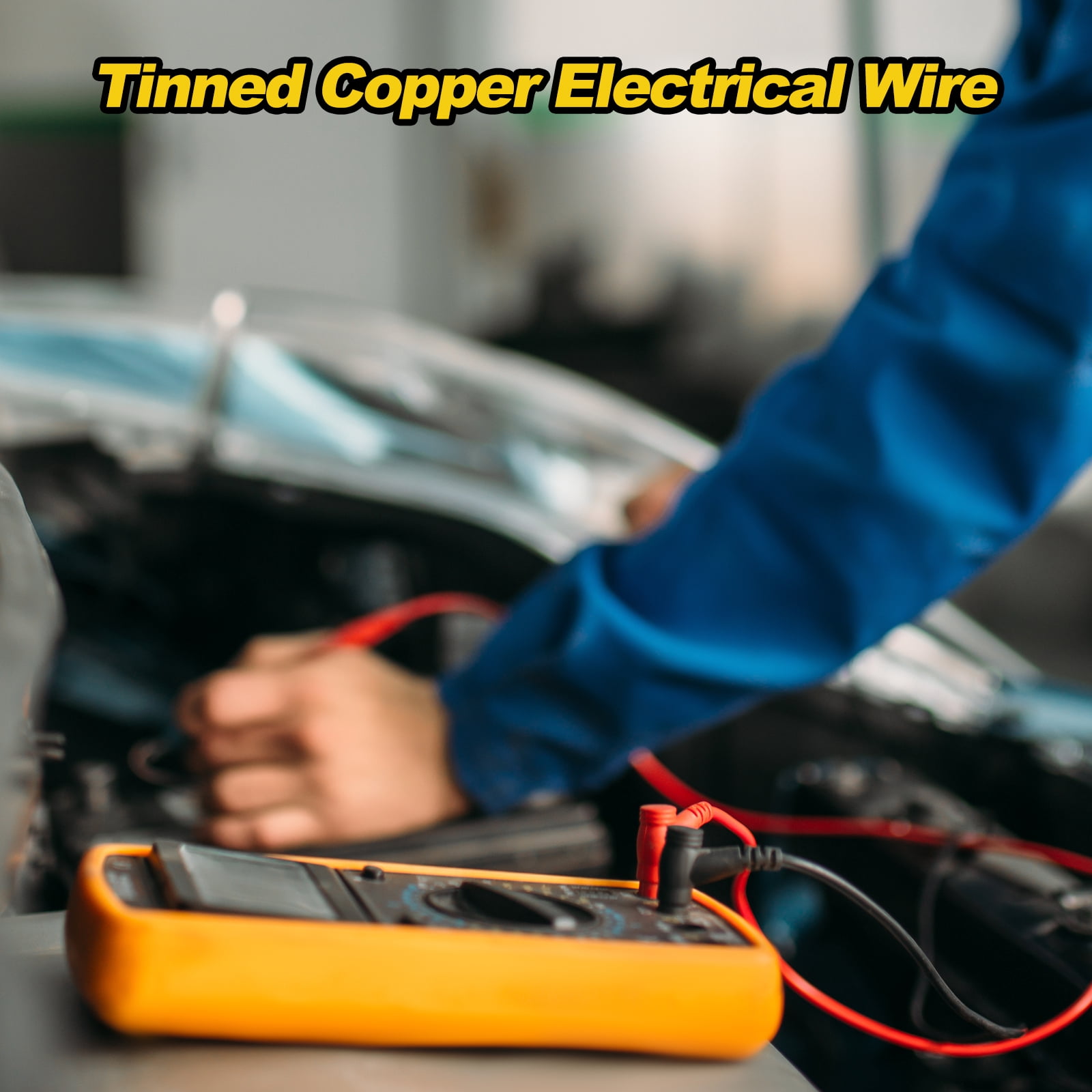 Uxcell 14 Gauge Hook Up Wire 50FT 300V Tinned Copper Electrical Wire, Yellow