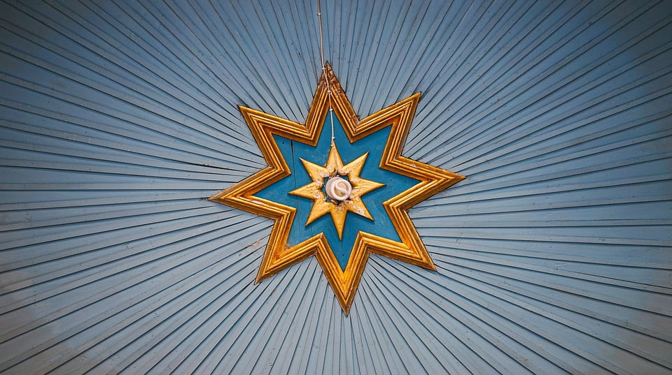 peel n stick poster of ceiling rope design art blue star