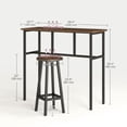 thumbnail image 2 of Rustic Brown 6-Piece Bar Table Set with 4 Stools - Compact Dining Set for Kitchen, Bar, Living Room - Particleboard & Steel Construction, 39.3" x 15.8", 2 of 7