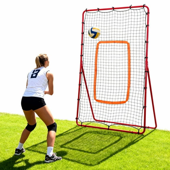 Volleyball Rebound Net Volleyball Rebounder 6X4 Ft Practice Net Volleyball Practice Equipment with 4 Adjustable Rebound Angles for Players Beginners